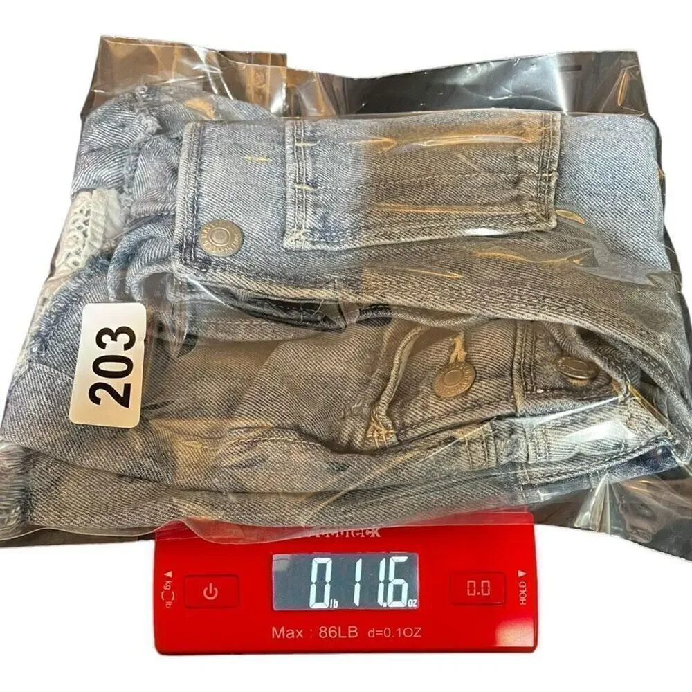 Old Navy Kids Girls Lace Pocket Washed Denim Short Overall Blue Large (10-12)